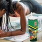 African-American Jamica Personalized Tumbler With Handle Hummingbird and Crocodiles Tropical