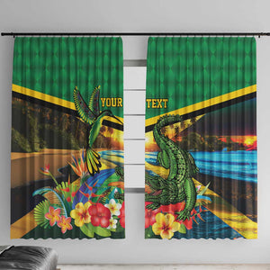 African-American Jamica Personalized Window Curtain Hummingbird and Crocodiles Tropical