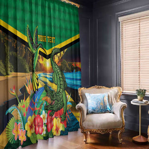 African-American Jamica Personalized Window Curtain Hummingbird and Crocodiles Tropical