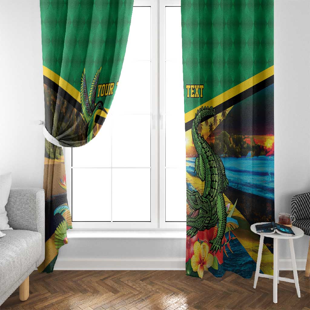 African-American Jamica Personalized Window Curtain Hummingbird and Crocodiles Tropical