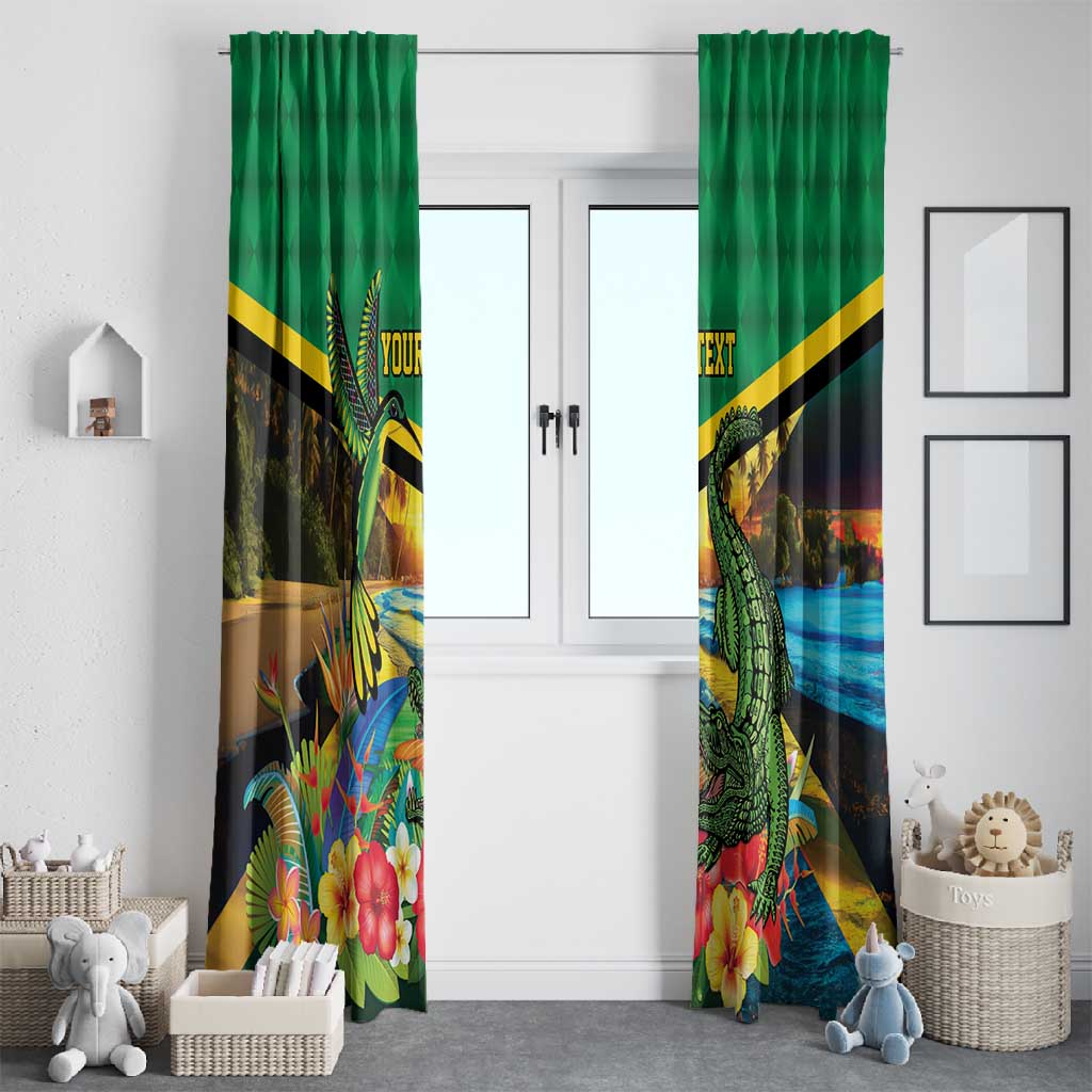 African-American Jamica Personalized Window Curtain Hummingbird and Crocodiles Tropical