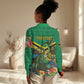 African-American Jamica Personalized Women Casual Shirt Hummingbird and Crocodiles Tropical