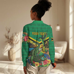 African-American Jamica Personalized Women Casual Shirt Hummingbird and Crocodiles Tropical