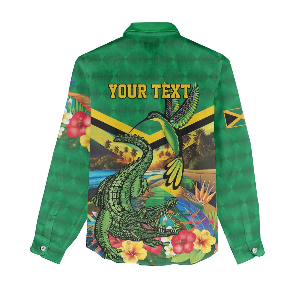 African-American Jamica Personalized Women Casual Shirt Hummingbird and Crocodiles Tropical