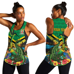 African-American Jamica Personalized Women Racerback Tank Hummingbird and Crocodiles Tropical