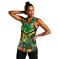 African-American Jamica Personalized Women Racerback Tank Hummingbird and Crocodiles Tropical