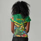 African-American Jamica Personalized Women V-Neck T-Shirt Hummingbird and Crocodiles Tropical
