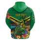 African-American Jamica Personalized Zip Hoodie Hummingbird and Crocodiles Tropical