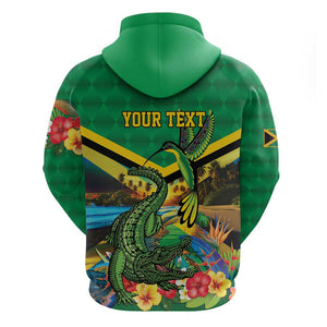 African-American Jamica Personalized Zip Hoodie Hummingbird and Crocodiles Tropical