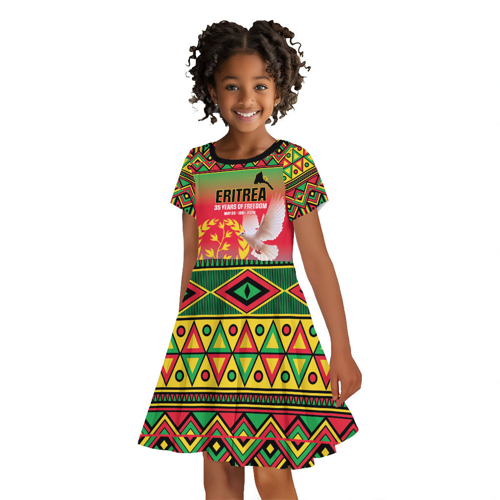 Eritrea 35 Years Of Independence Kid Short Sleeve Dress 1991-2026 Freedom Legacy Pride