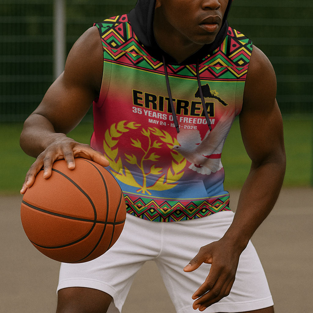 Eritrea 35 Years Of Independence Sleeveless Hoodie 1991-2026 Freedom Legacy Pride