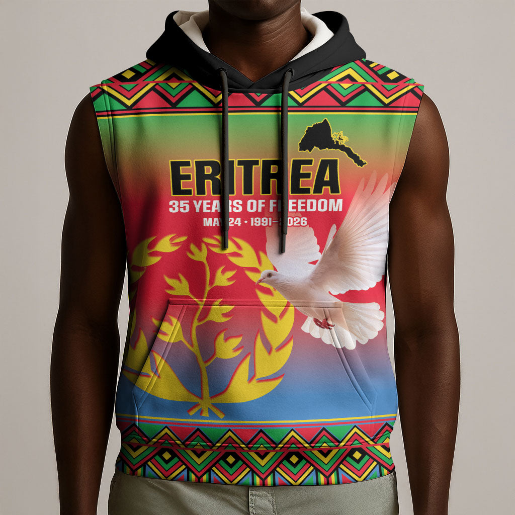 Eritrea 35 Years Of Independence Sleeveless Hoodie 1991-2026 Freedom Legacy Pride