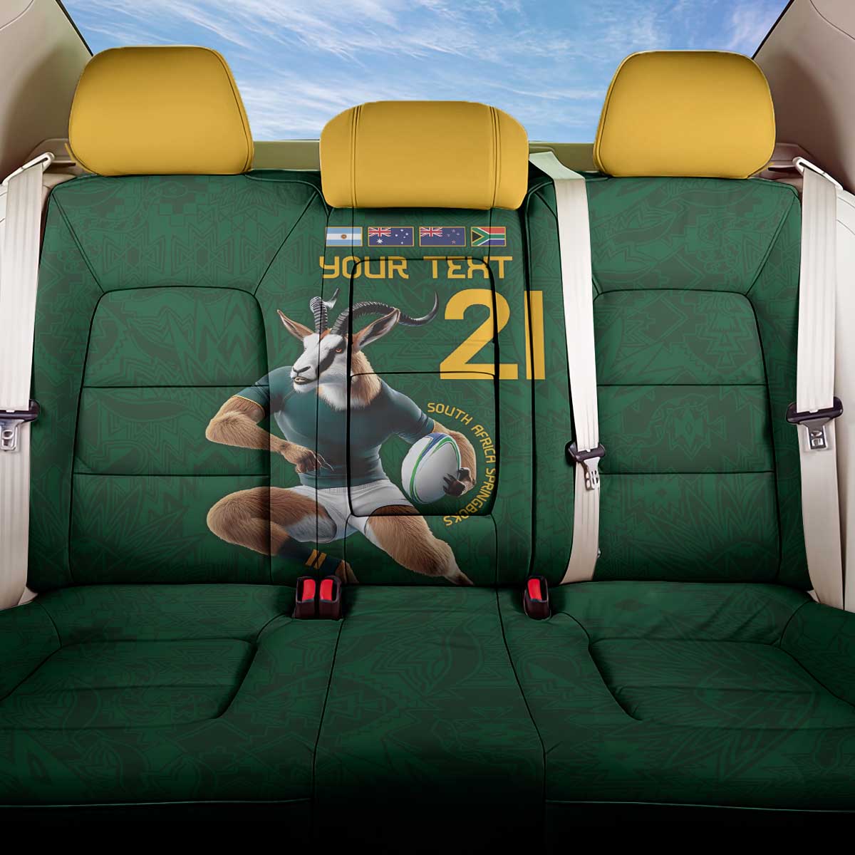 South Africa Rugby Custom Back Car Seat Cover Glory Be To Springboks - African Pride