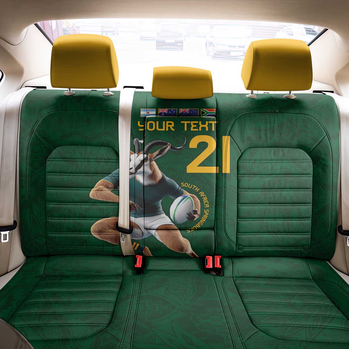 South Africa Rugby Custom Back Car Seat Cover Glory Be To Springboks - African Pride