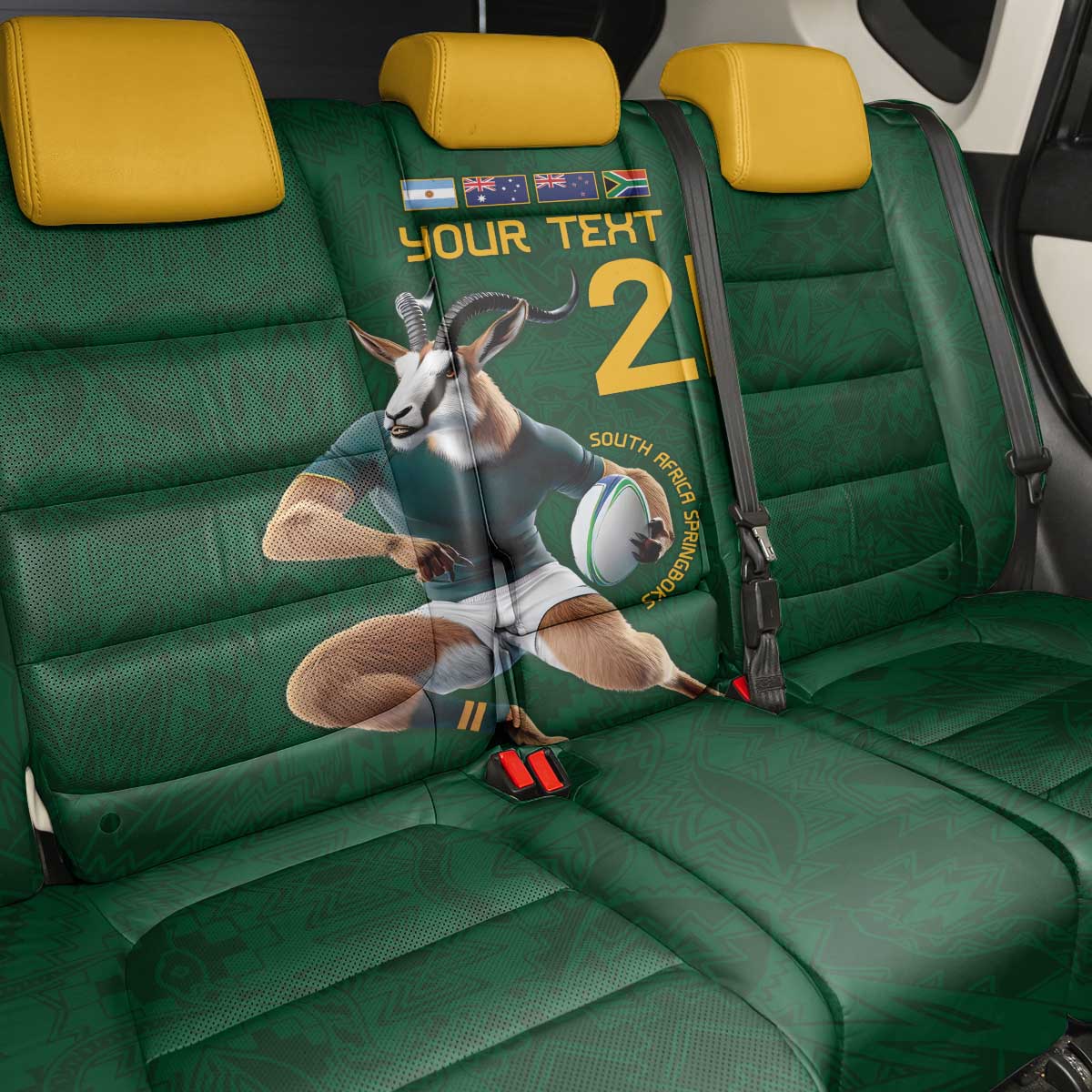 South Africa Rugby Custom Back Car Seat Cover Glory Be To Springboks - African Pride