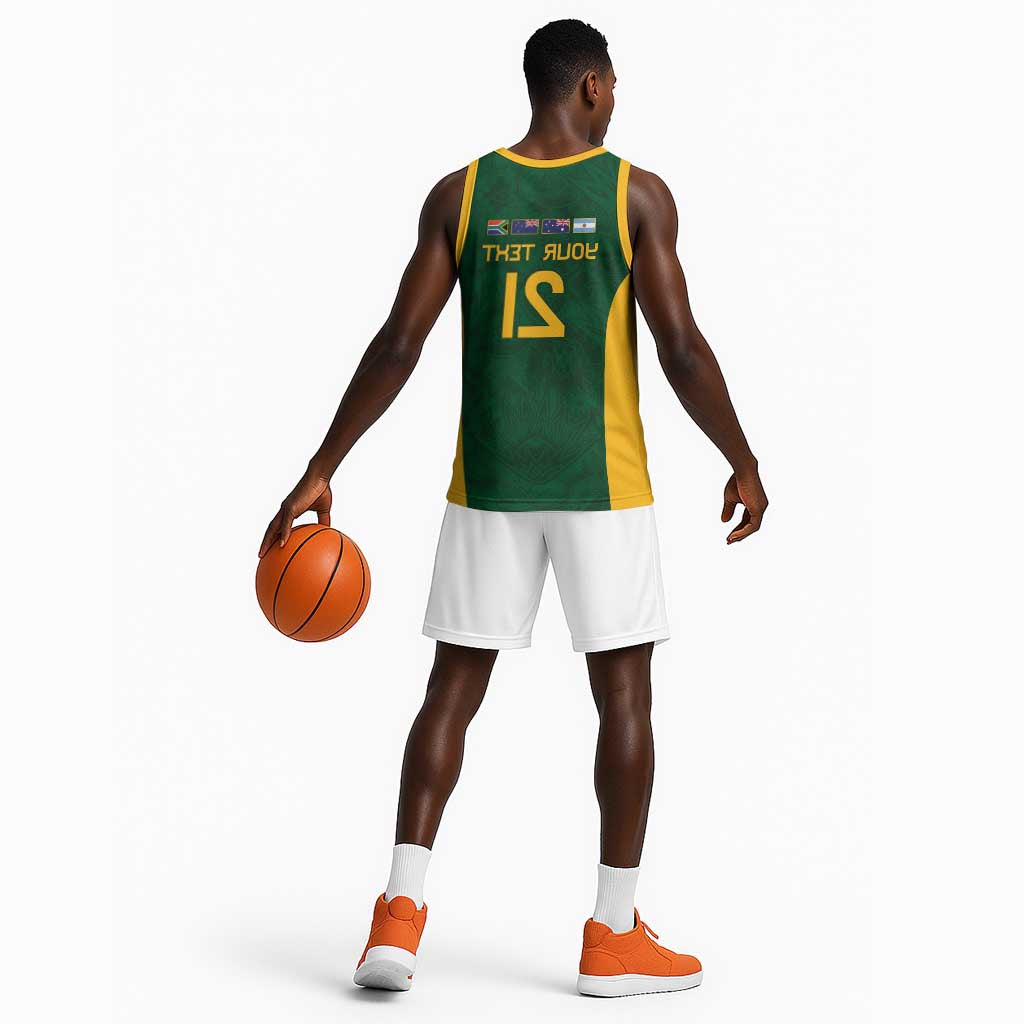 South Africa Rugby Custom Basketball Jersey Glory Be To Springboks - African Pride