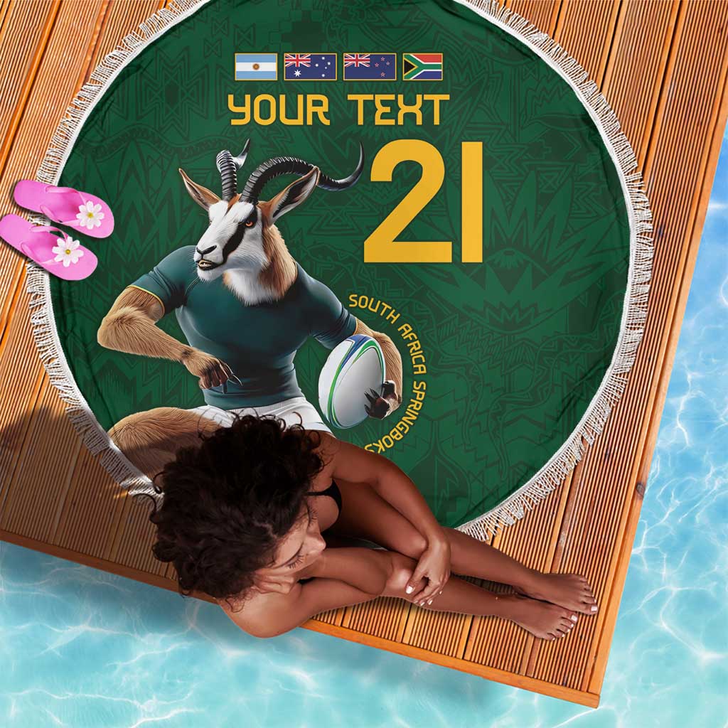 South Africa Rugby Custom Beach Blanket Glory Be To Springboks - African Pride