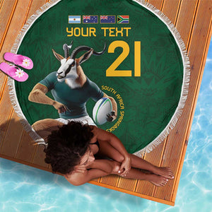 South Africa Rugby Custom Beach Blanket Glory Be To Springboks - African Pride