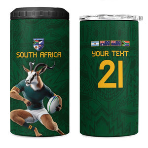 South Africa Rugby Custom 4 in 1 Can Cooler Tumbler Glory Be To Springboks - African Pride