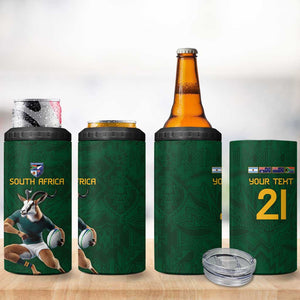 South Africa Rugby Custom 4 in 1 Can Cooler Tumbler Glory Be To Springboks - African Pride