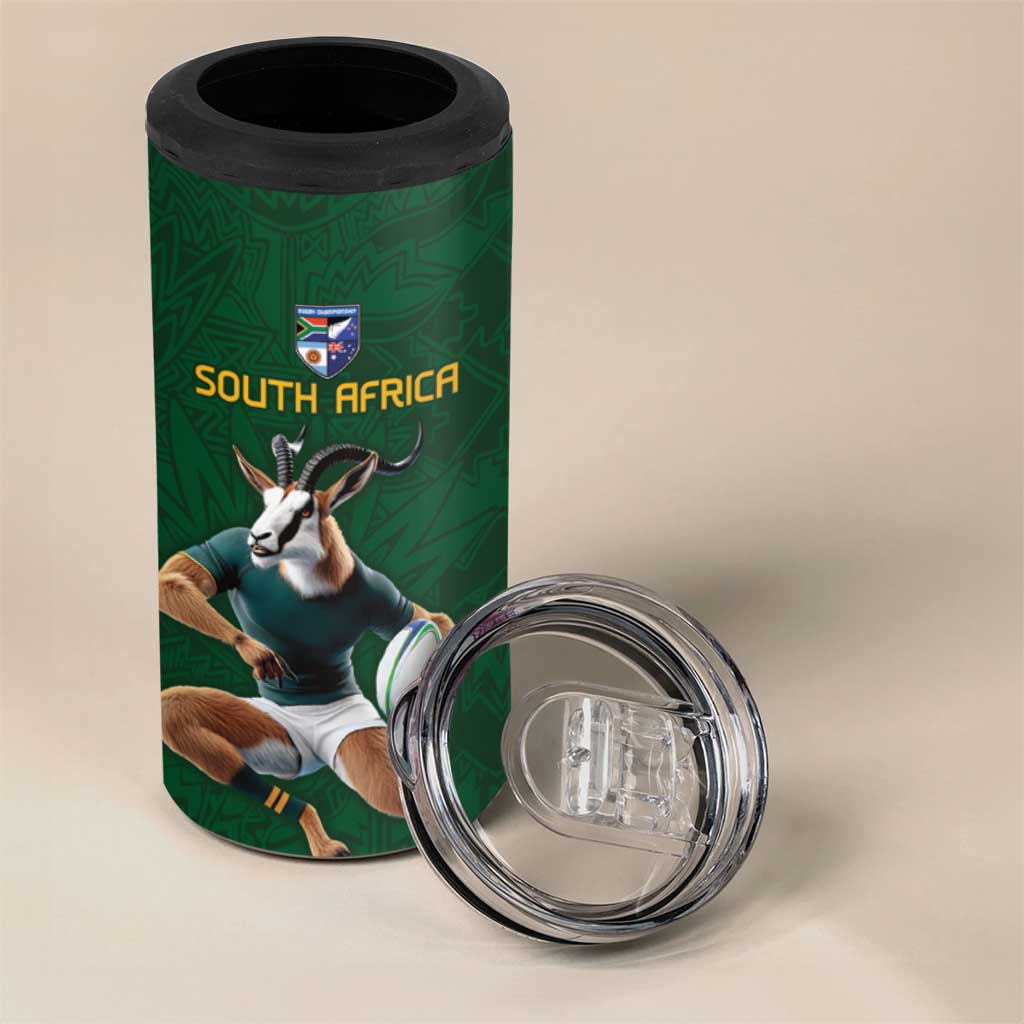 South Africa Rugby Custom 4 in 1 Can Cooler Tumbler Glory Be To Springboks - African Pride