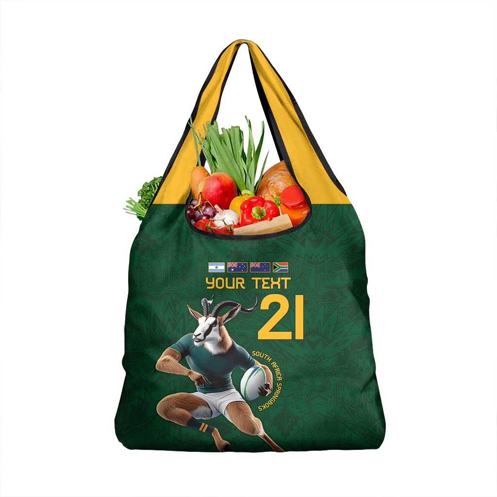 South Africa Rugby Custom Grocery Bag Glory Be To Springboks - African Pride