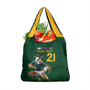 South Africa Rugby Custom Grocery Bag Glory Be To Springboks - African Pride