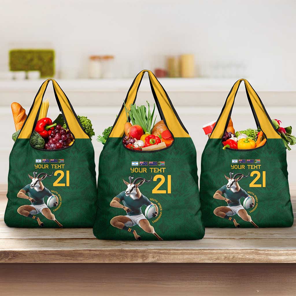 South Africa Rugby Custom Grocery Bag Glory Be To Springboks - African Pride