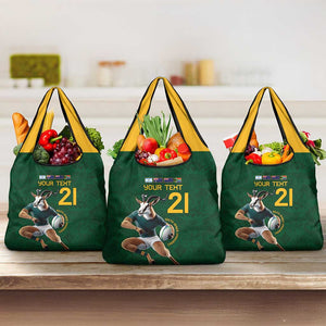 South Africa Rugby Custom Grocery Bag Glory Be To Springboks - African Pride