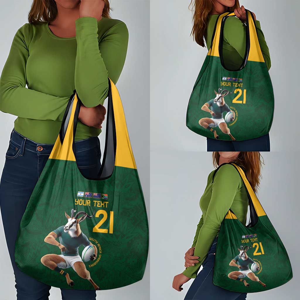 South Africa Rugby Custom Grocery Bag Glory Be To Springboks - African Pride