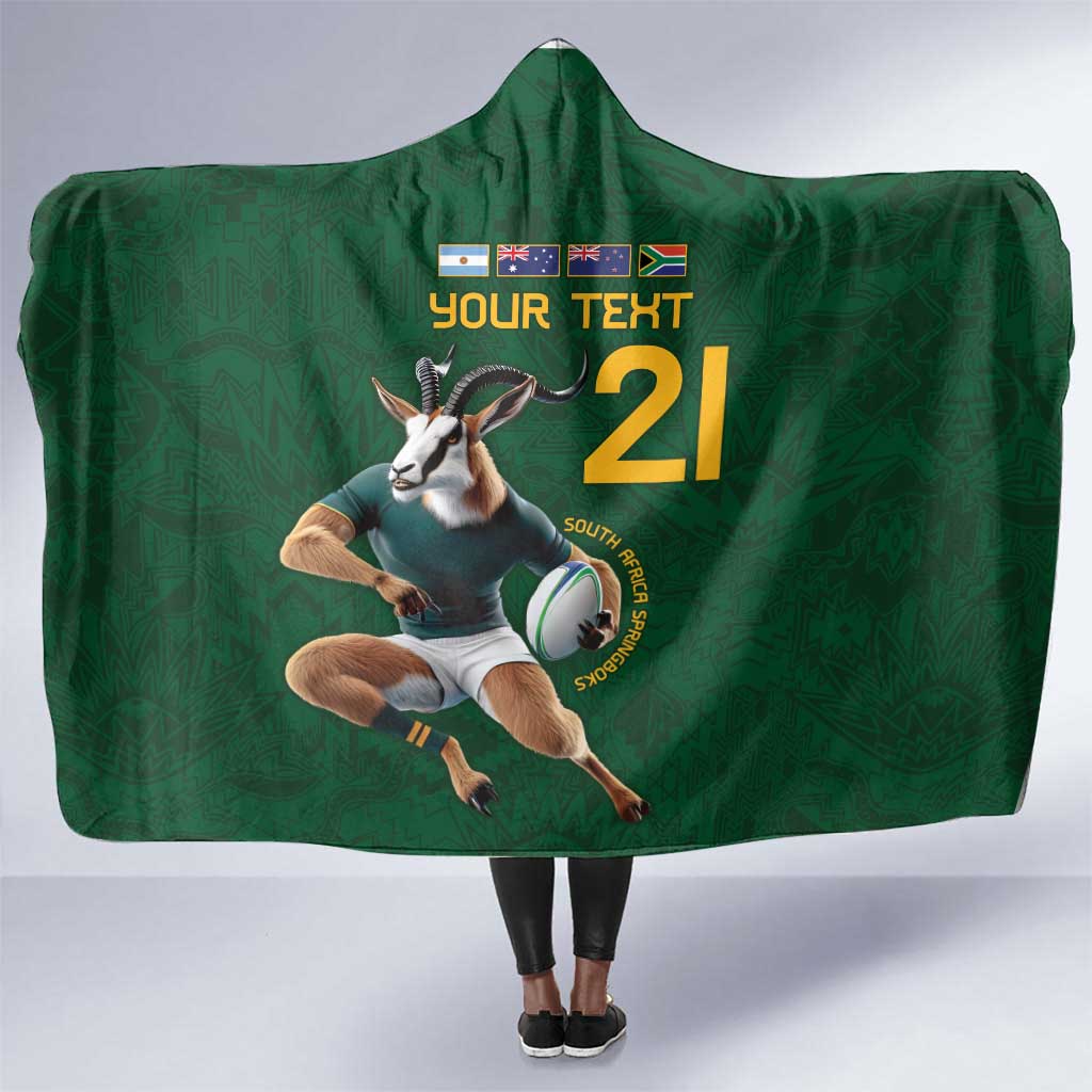 South Africa Rugby Custom Hooded Blanket Glory Be To Springboks - African Pride