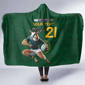 South Africa Rugby Custom Hooded Blanket Glory Be To Springboks - African Pride