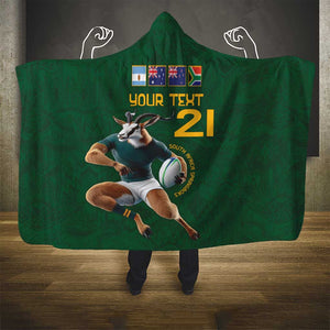 South Africa Rugby Custom Hooded Blanket Glory Be To Springboks - African Pride