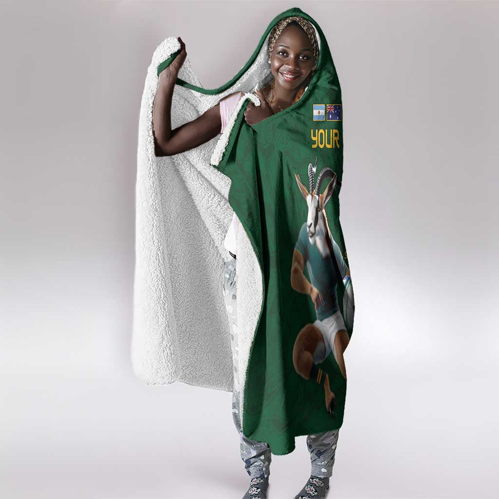 South Africa Rugby Custom Hooded Blanket Glory Be To Springboks - African Pride