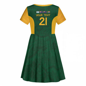 South Africa Rugby Custom Kid Short Sleeve Dress Glory Be To Springboks - African Pride