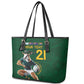 South Africa Rugby Custom Leather Tote Bag Glory Be To Springboks - African Pride