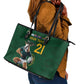South Africa Rugby Custom Leather Tote Bag Glory Be To Springboks - African Pride