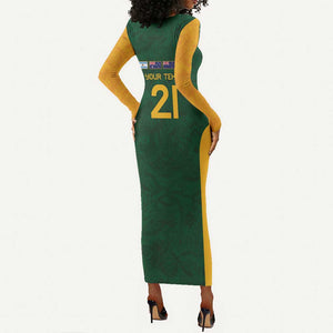 South Africa Rugby Custom Long Sleeve Bodycon Dress Glory Be To Springboks - African Pride