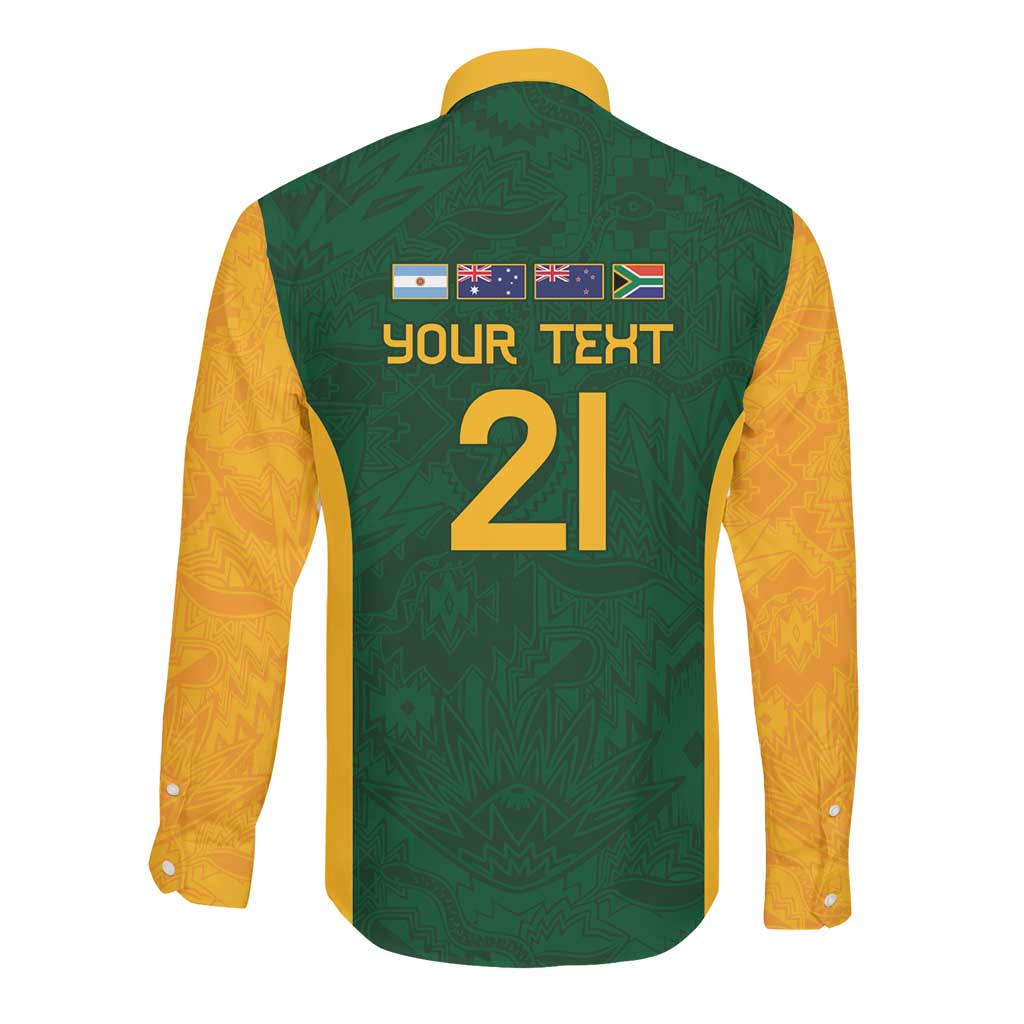 South Africa Rugby Custom Long Sleeve Button Shirt Glory Be To Springboks - African Pride