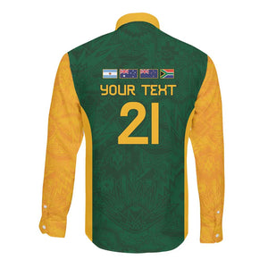 South Africa Rugby Custom Long Sleeve Button Shirt Glory Be To Springboks - African Pride