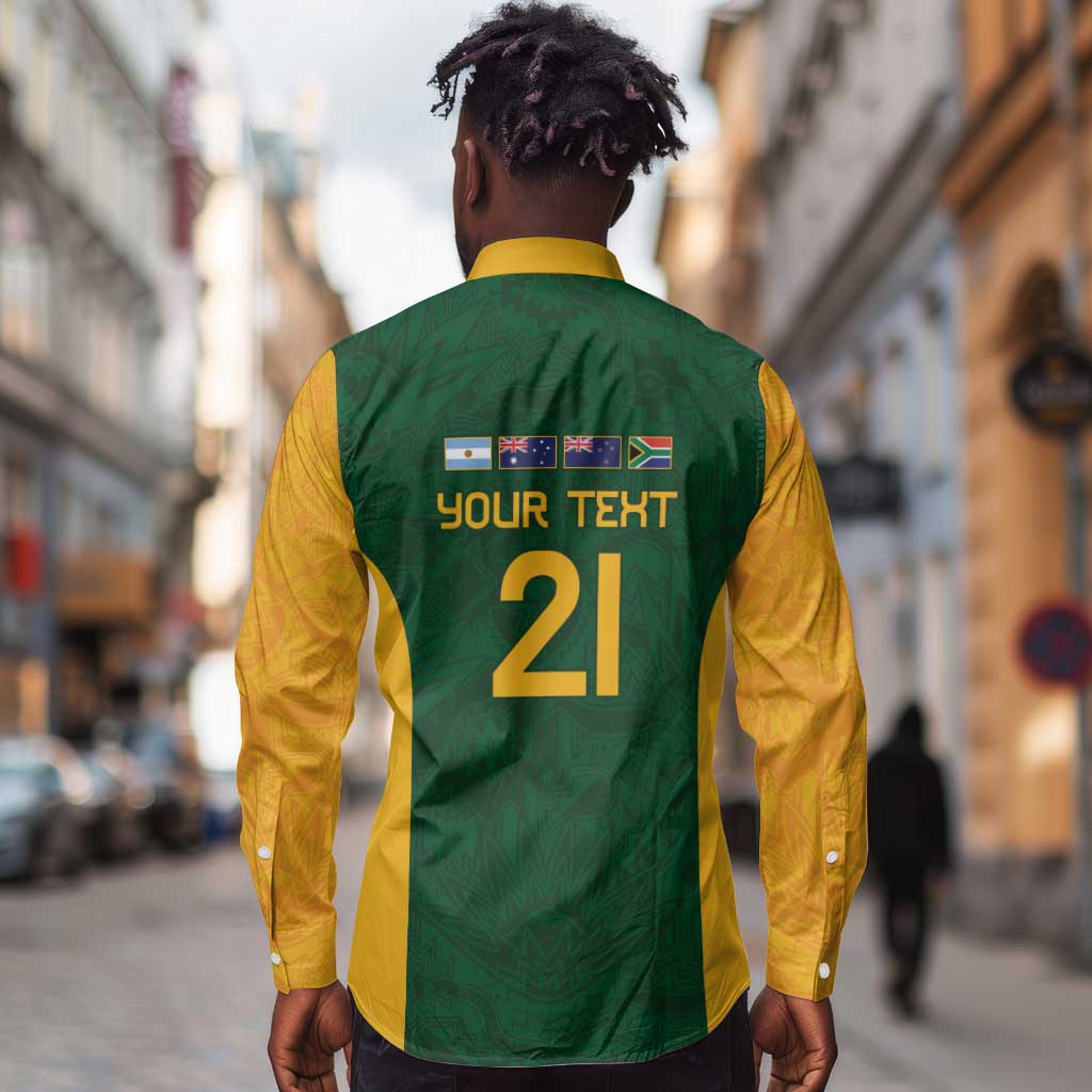 South Africa Rugby Custom Long Sleeve Button Shirt Glory Be To Springboks - African Pride