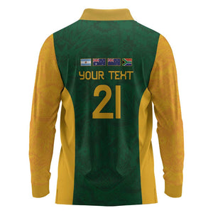 South Africa Rugby Custom Long Sleeve Polo Shirt Glory Be To Springboks - African Pride