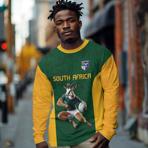 South Africa Rugby Custom Long Sleeve Shirt Glory Be To Springboks - African Pride