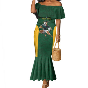 South Africa Rugby Custom Mermaid Dress Glory Be To Springboks - African Pride