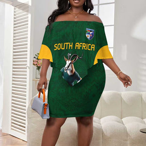 South Africa Rugby Custom Off Shoulder Short Dress Glory Be To Springboks - African Pride