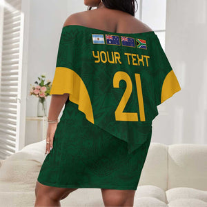 South Africa Rugby Custom Off Shoulder Short Dress Glory Be To Springboks - African Pride