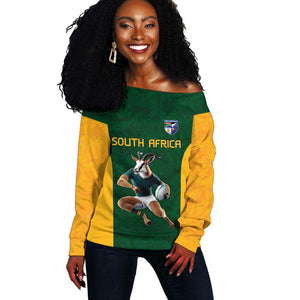 South Africa Rugby Custom Off Shoulder Sweater Glory Be To Springboks - African Pride