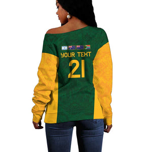 South Africa Rugby Custom Off Shoulder Sweater Glory Be To Springboks - African Pride
