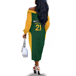 South Africa Rugby Custom Off The Shoulder Long Sleeve Dress Glory Be To Springboks - African Pride