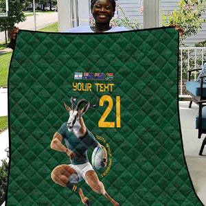 South Africa Rugby Custom Quilt Glory Be To Springboks - African Pride